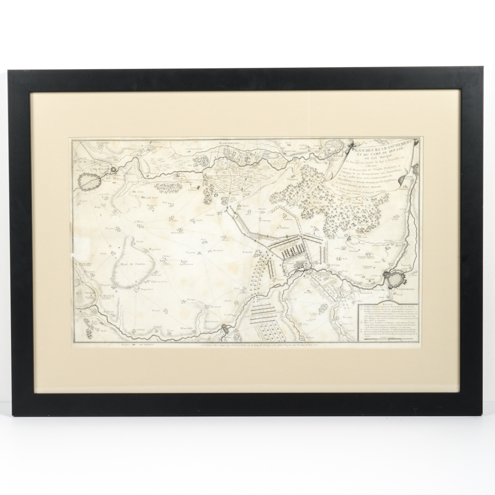 Genuine 1715 Printing of "The Battle of Denain" Map