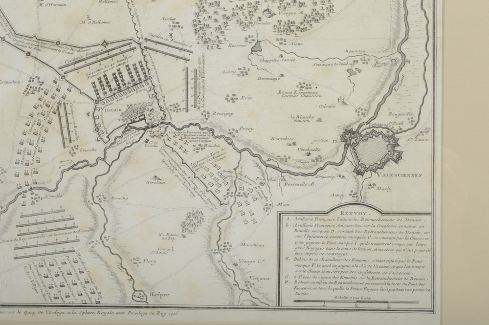Genuine 1715 Printing of "The Battle of Denain" Map