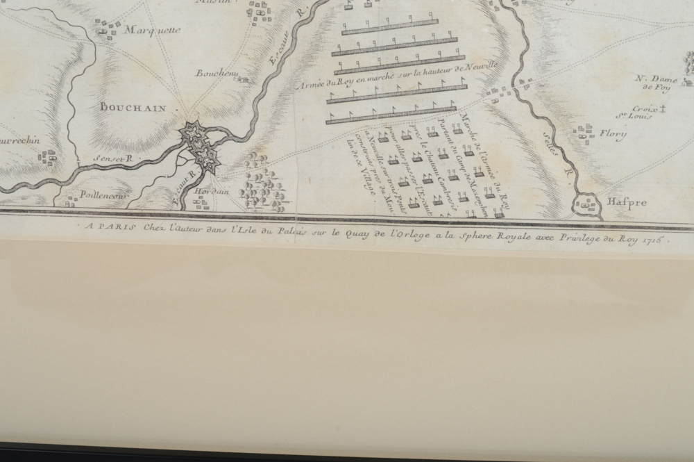 Genuine 1715 Printing of "The Battle of Denain" Map