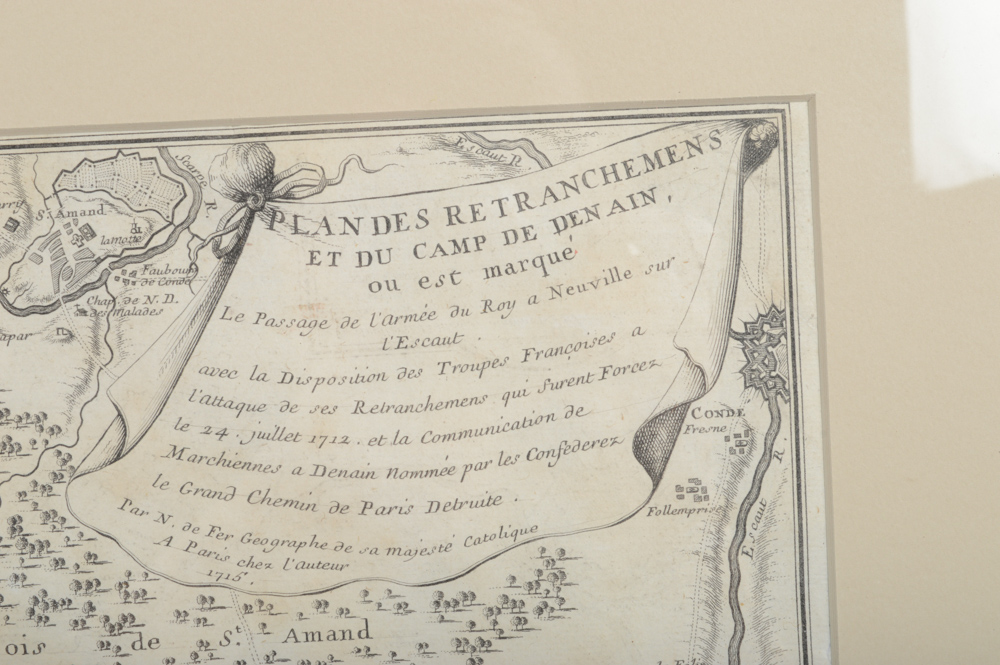 Genuine 1715 Printing of "The Battle of Denain" Map