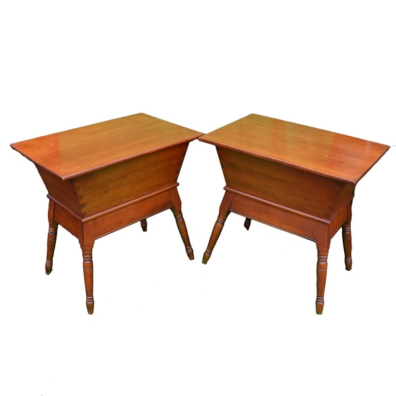 Pair of Willett Golden Beryl Solid Maple Dough Box Tables | EBTH Pair of Willett Golden Beryl Solid Maple Dough Box Tables | EBTH