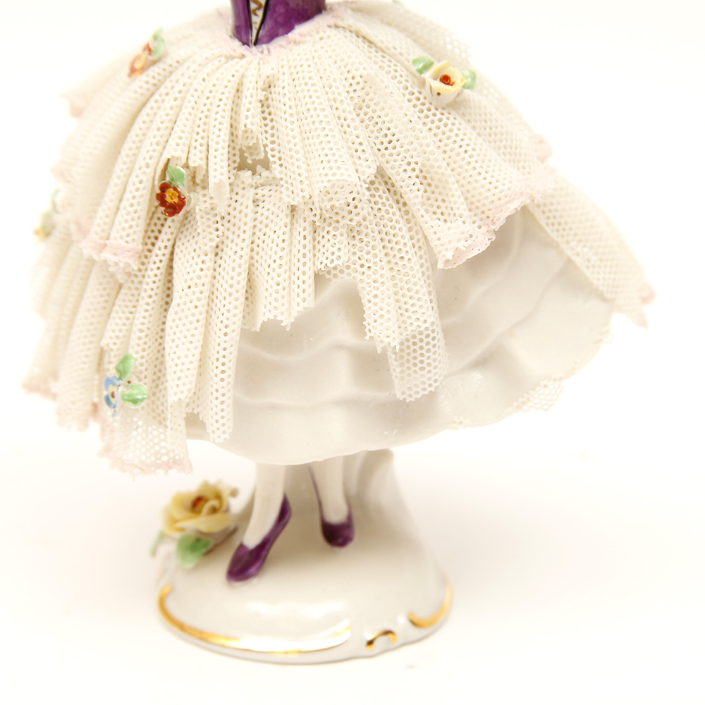 Porcelain Dipped Dresden Lace Figurines Featuring Frankenthal and Müller - Volkstedt