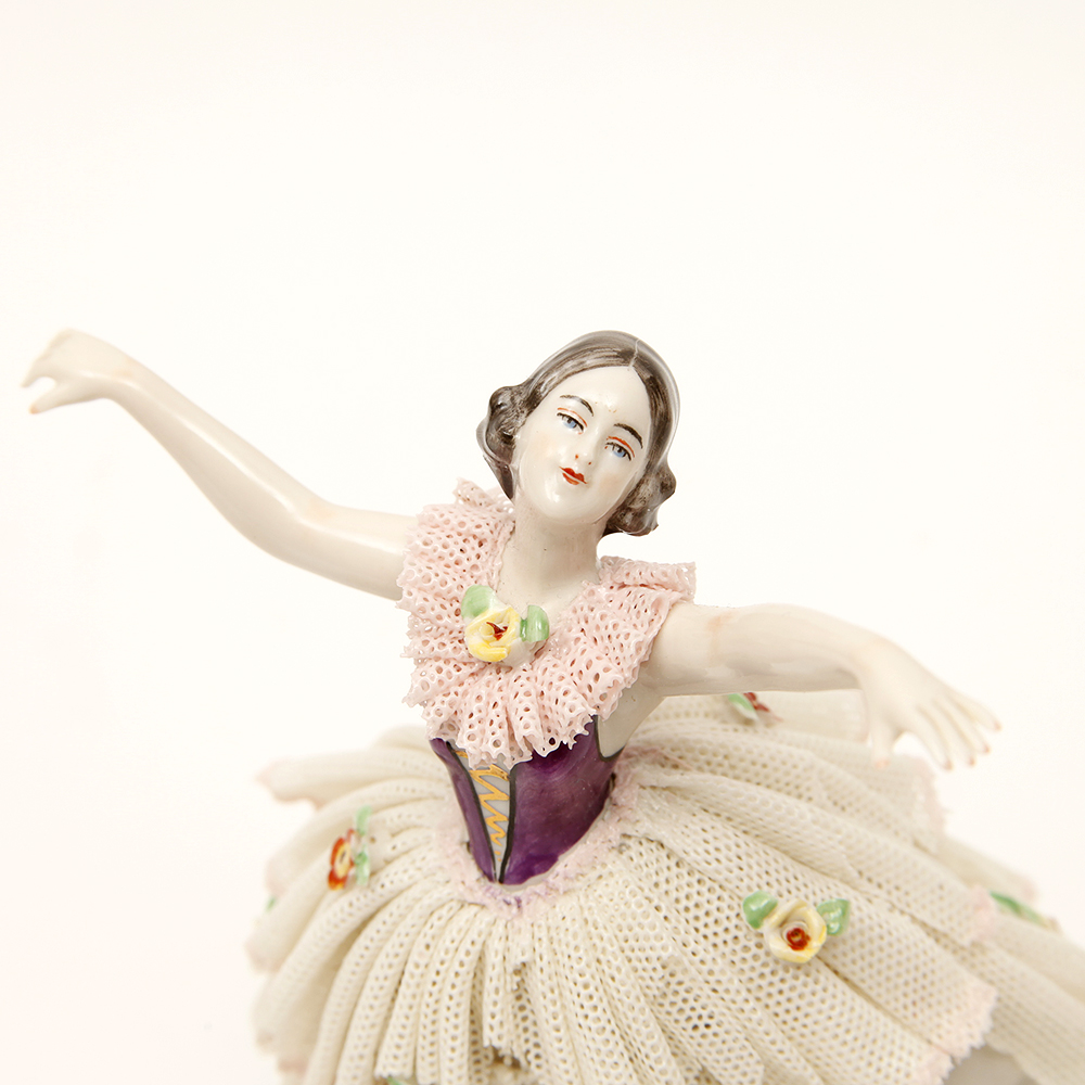 Porcelain Dipped Dresden Lace Figurines Featuring Frankenthal and Müller - Volkstedt