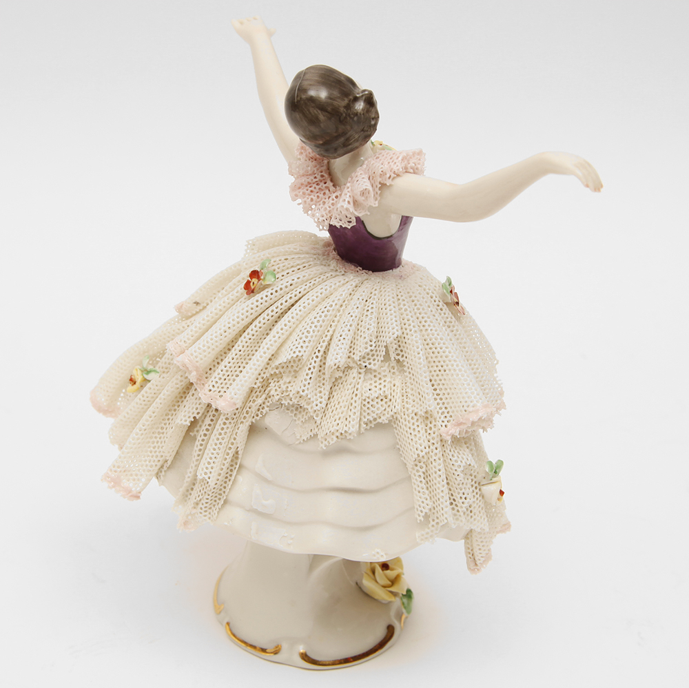 Porcelain Dipped Dresden Lace Figurines Featuring Frankenthal and Müller - Volkstedt