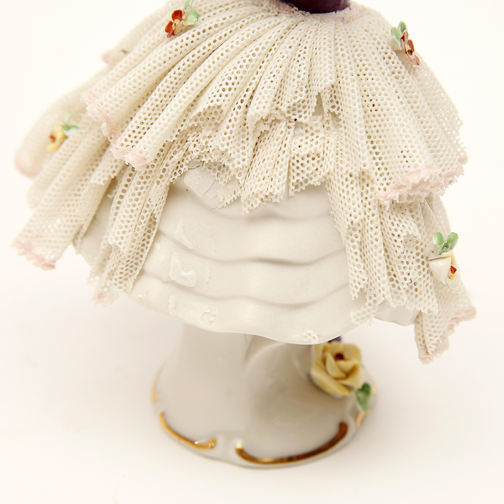 Porcelain Dipped Dresden Lace Figurines Featuring Frankenthal and Müller - Volkstedt