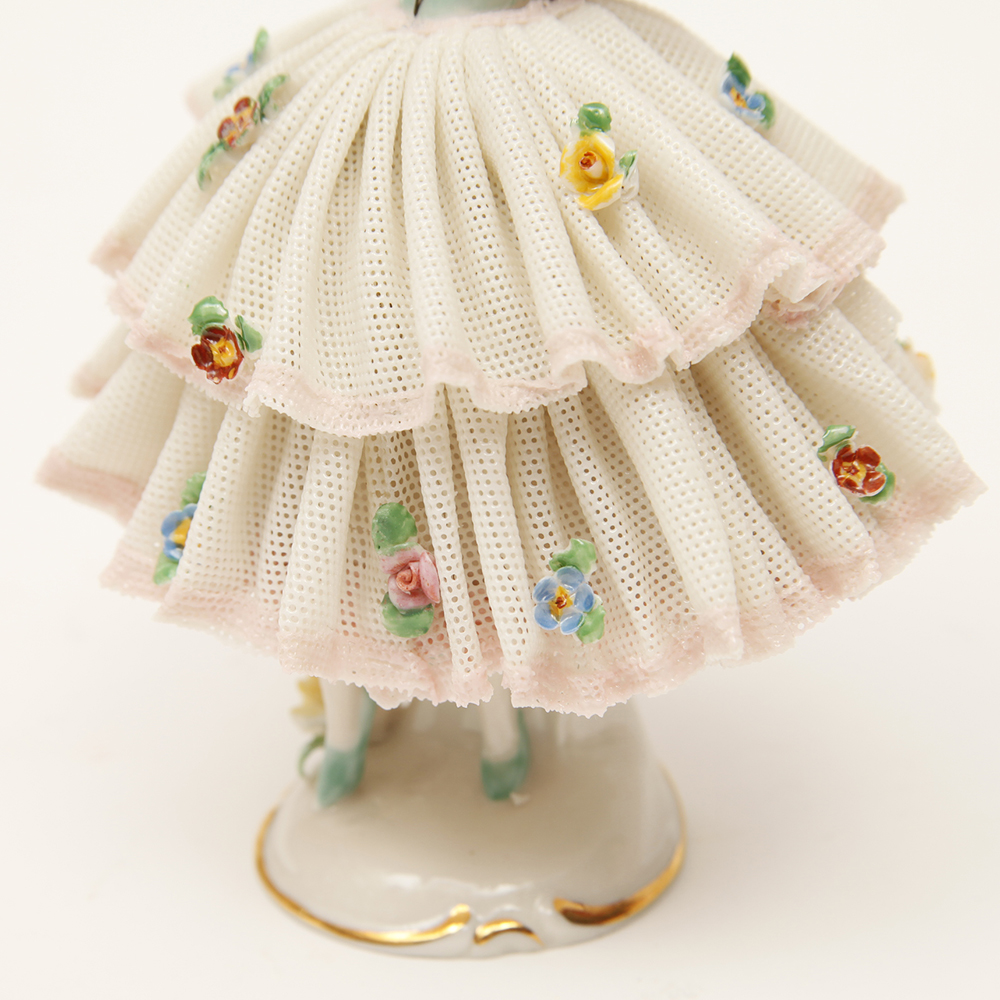 Porcelain Dipped Dresden Lace Figurines Featuring Frankenthal and Müller - Volkstedt