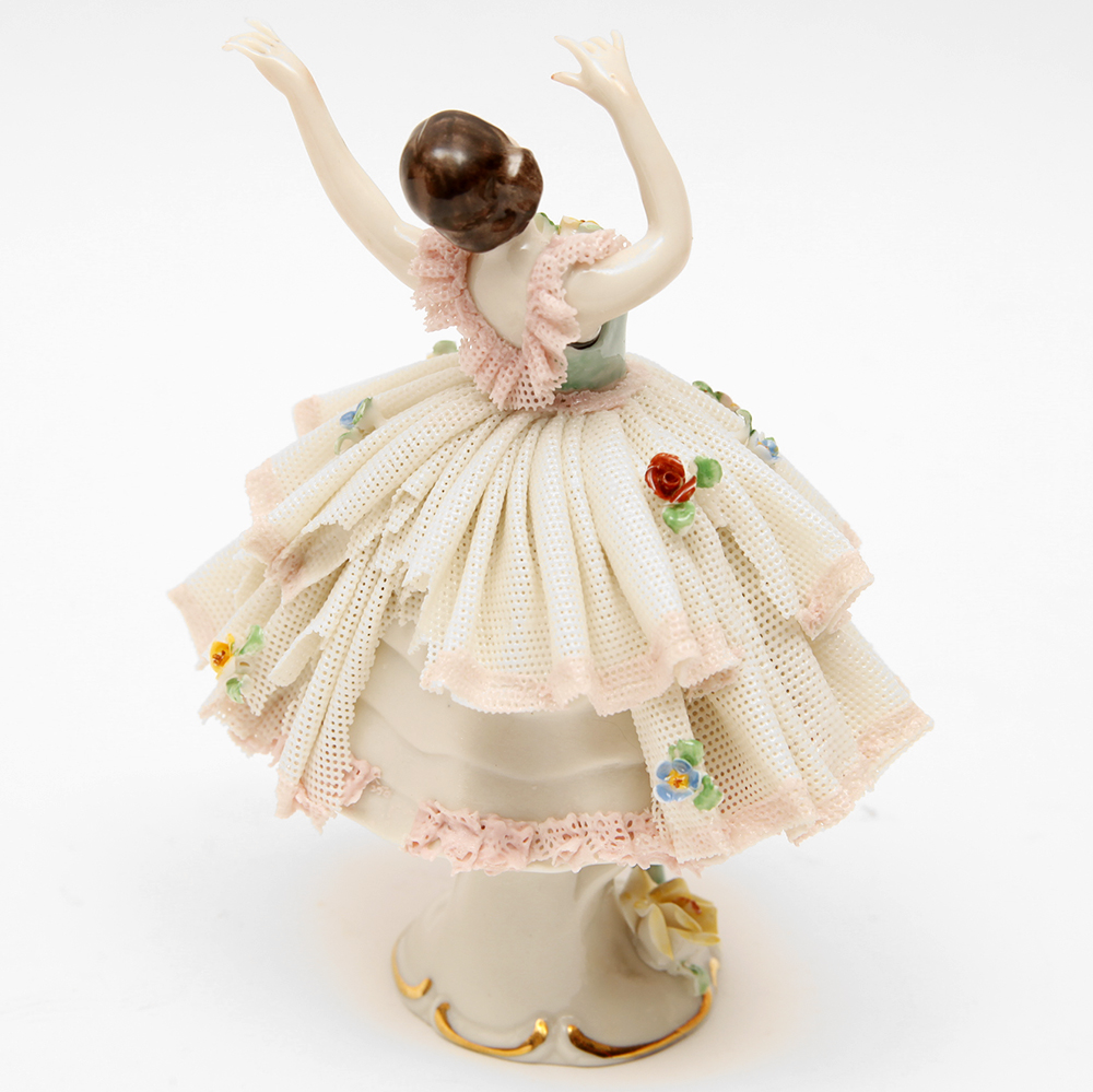 Porcelain Dipped Dresden Lace Figurines Featuring Frankenthal and Müller - Volkstedt