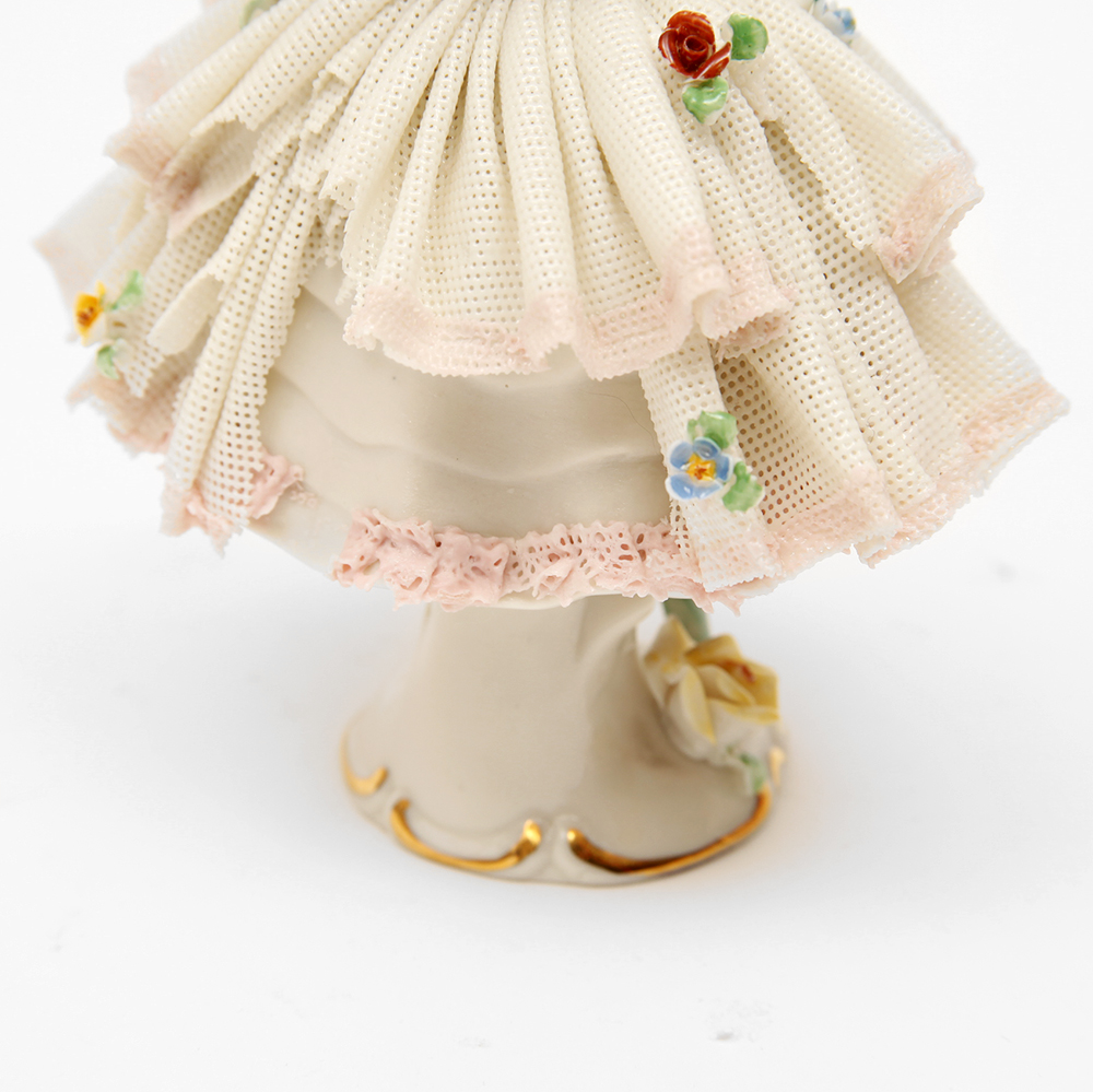 Porcelain Dipped Dresden Lace Figurines Featuring Frankenthal and Müller - Volkstedt