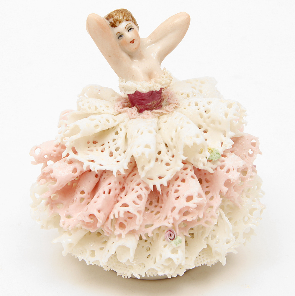 Porcelain Dipped Dresden Lace Figurines Featuring Frankenthal and Müller - Volkstedt