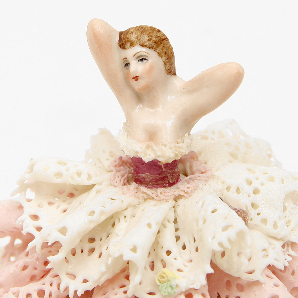 Porcelain Dipped Dresden Lace Figurines Featuring Frankenthal and Müller - Volkstedt