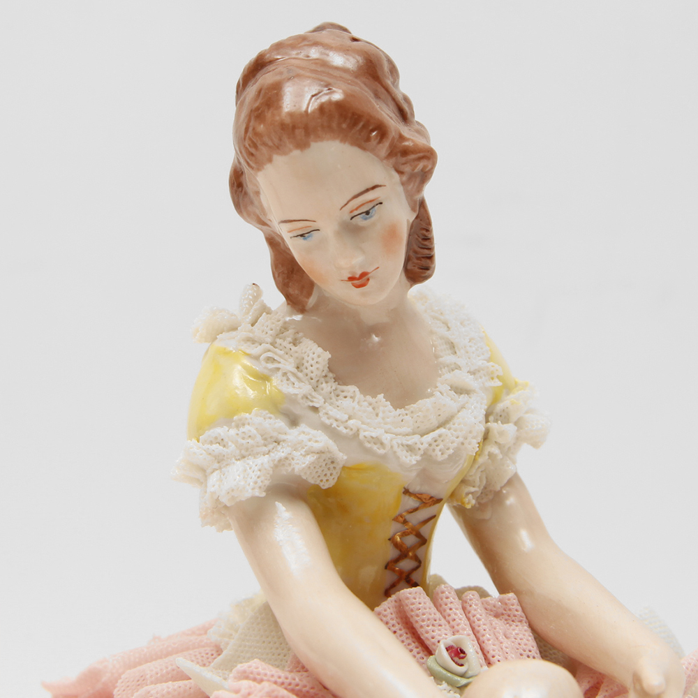 Porcelain Dipped Dresden Lace Figurines Featuring Frankenthal and Müller - Volkstedt