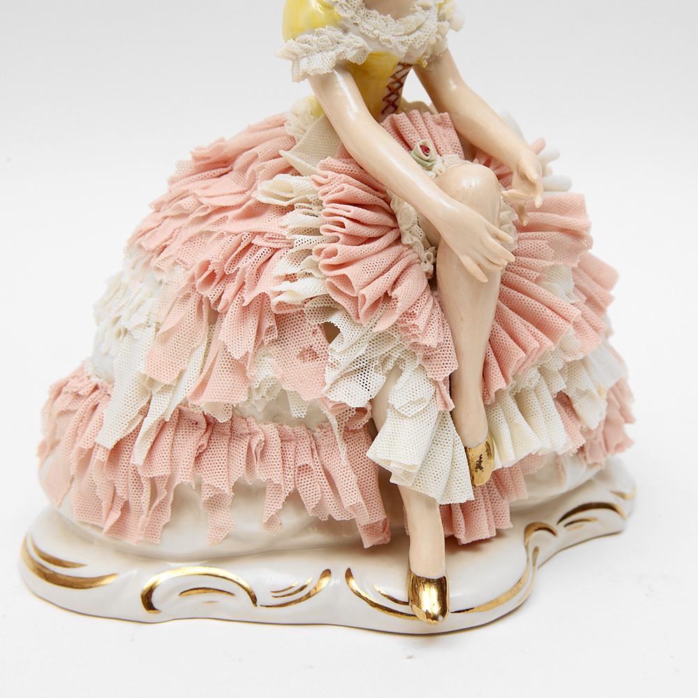 Porcelain Dipped Dresden Lace Figurines Featuring Frankenthal and Müller - Volkstedt