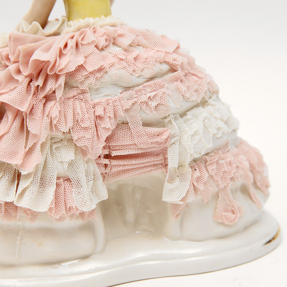 Porcelain Dipped Dresden Lace Figurines Featuring Frankenthal and Müller - Volkstedt