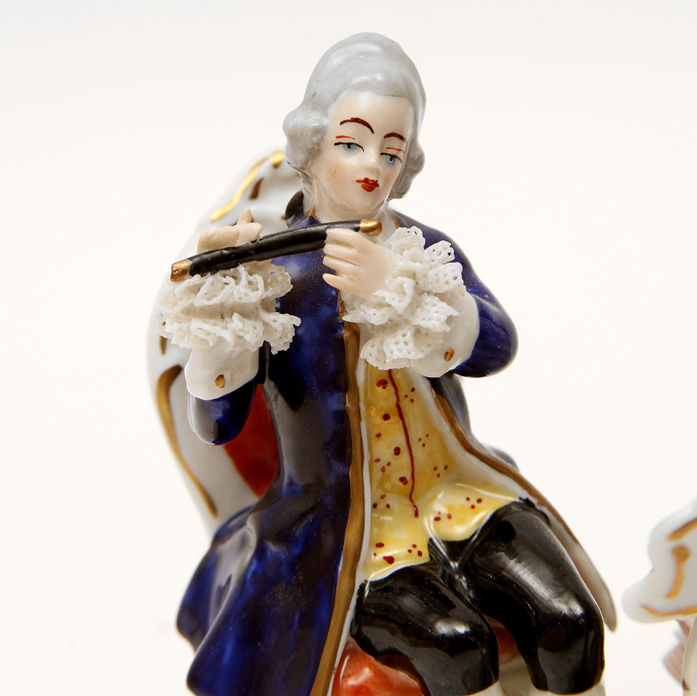 Porcelain Dipped Dresden Lace Figurines Featuring Frankenthal and Müller - Volkstedt