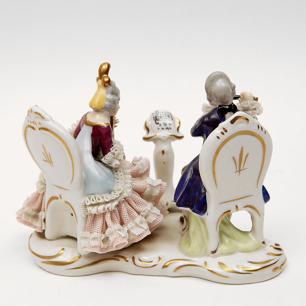 Porcelain Dipped Dresden Lace Figurines Featuring Frankenthal and Müller - Volkstedt