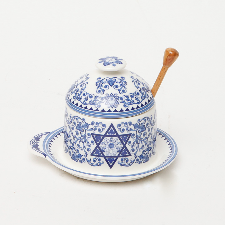 Spode Star of David Honey Pot