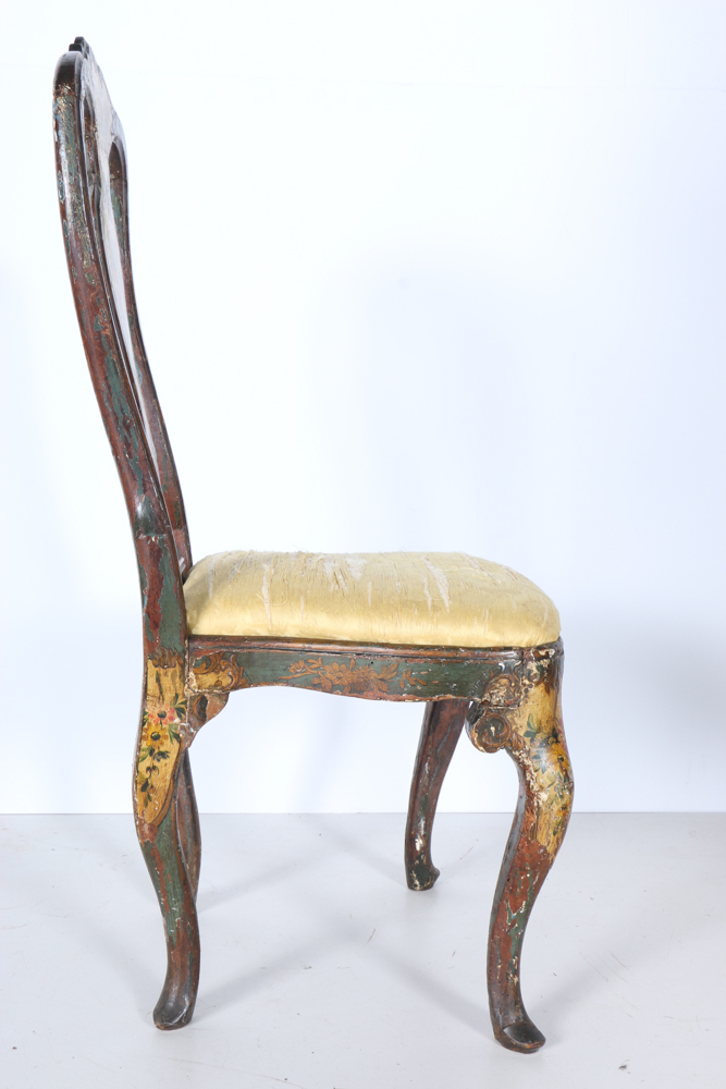 Late 18th Century Italian Rococo Polychromed Side Chair
