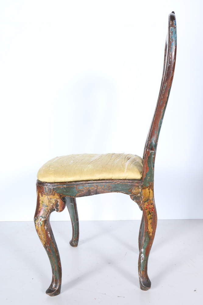 Late 18th Century Italian Rococo Polychromed Side Chair