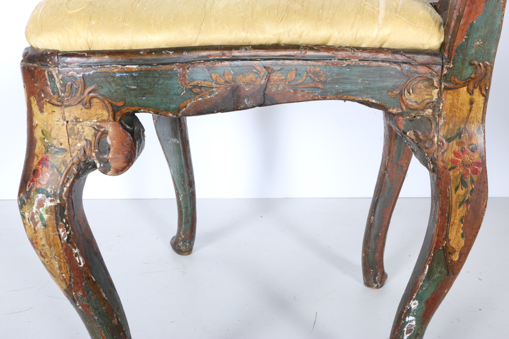 Late 18th Century Italian Rococo Polychromed Side Chair