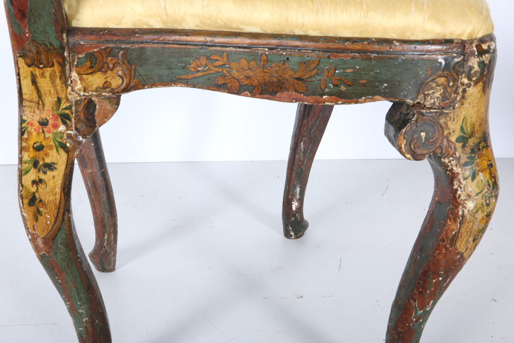 Late 18th Century Italian Rococo Polychromed Side Chair