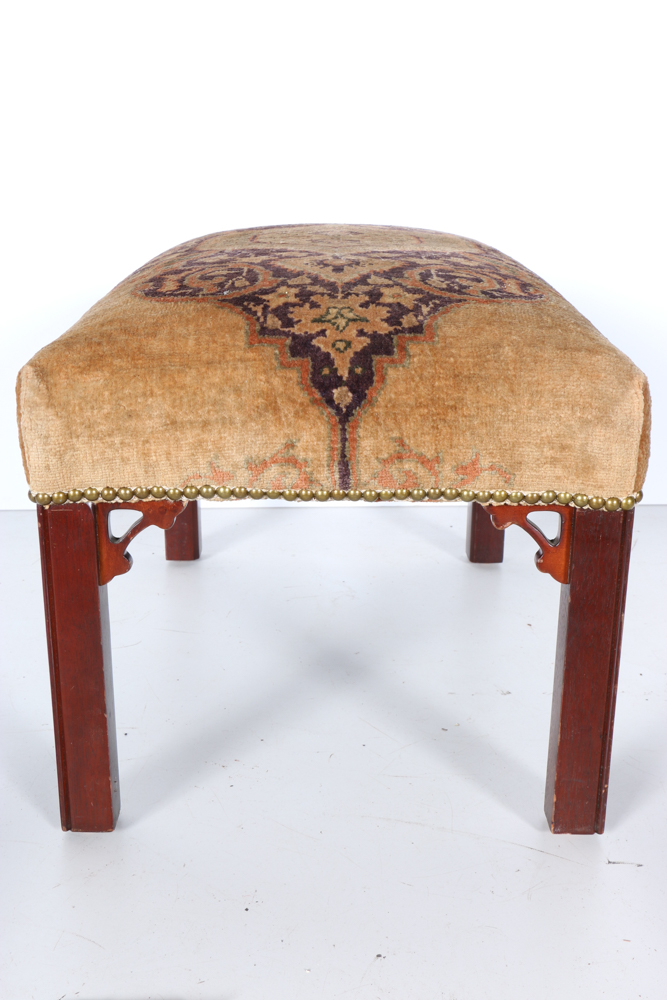 Chippendale Style Upholstered Footstool
