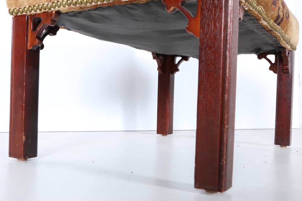 Chippendale Style Upholstered Footstool