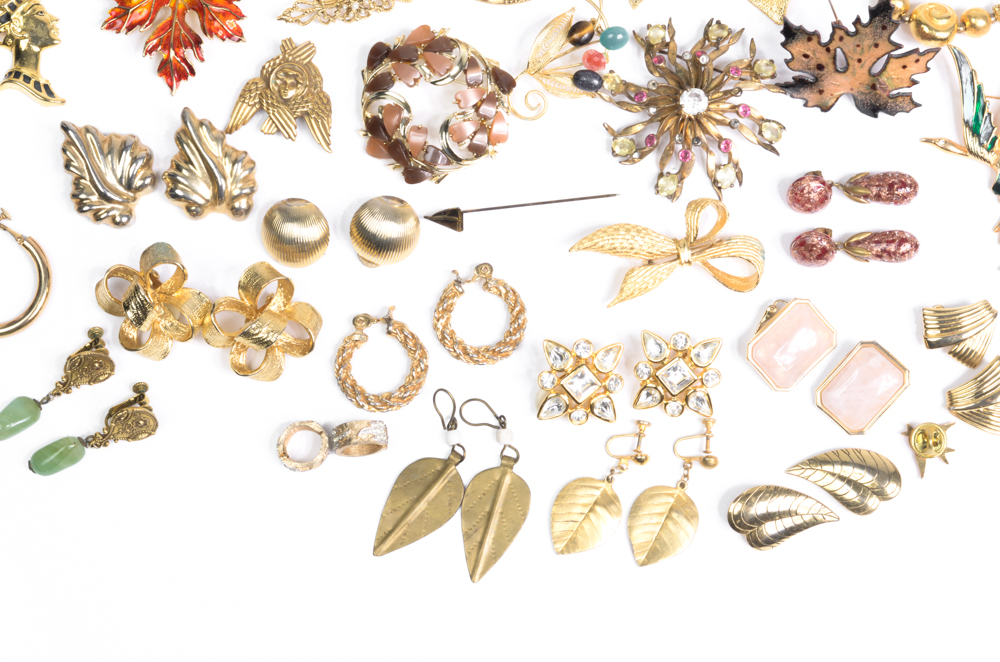Collection of Costume Brooches and Earrings