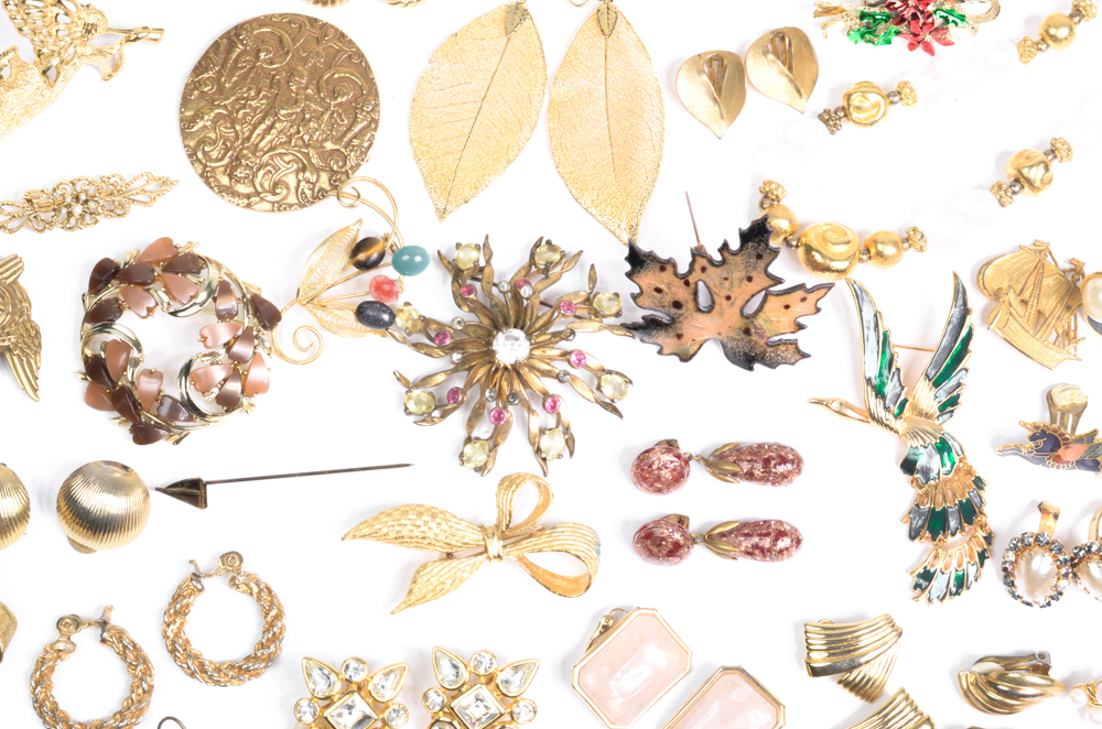 Collection of Costume Brooches and Earrings