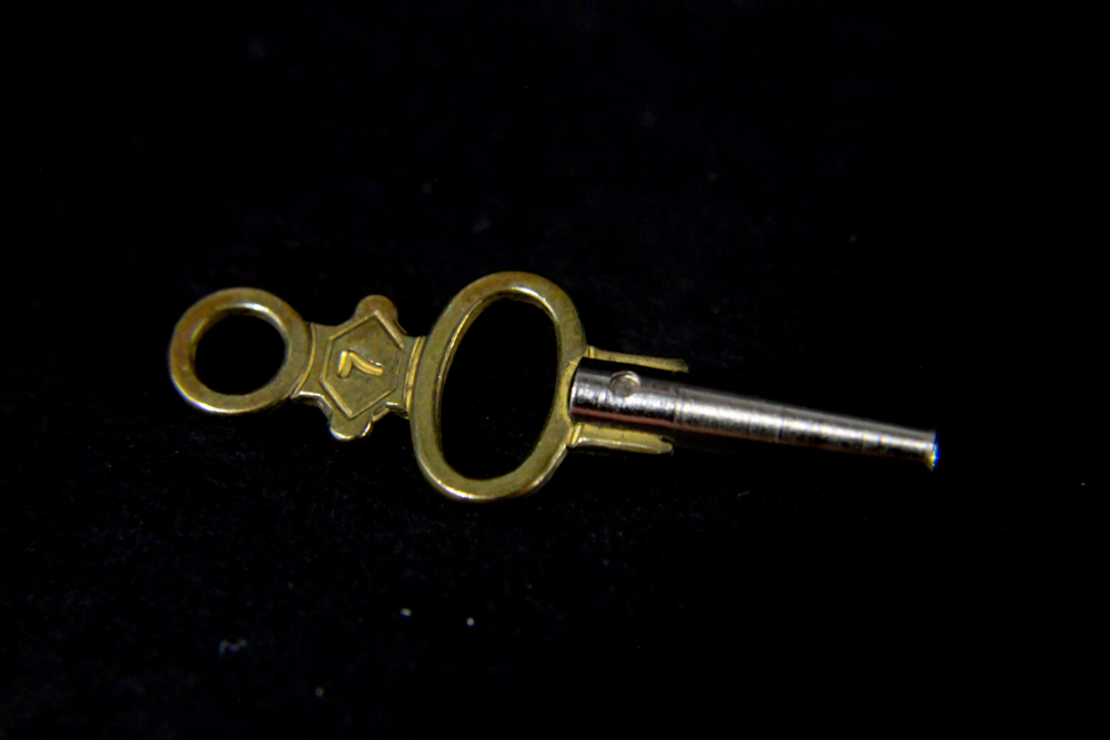 Waltham Cronometro Victoria Pocket Watch in 18K Gold Case with 14K Gold Fob with Green Stone and Key