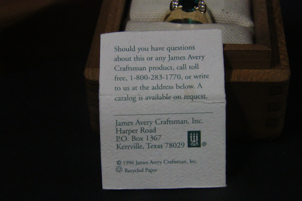 James Avery 18K Yellow Gold and Synthetic Emerald Ring