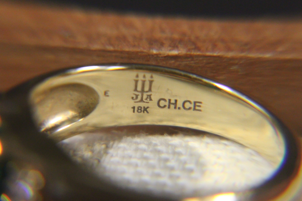 James Avery 18K Yellow Gold and Synthetic Emerald Ring