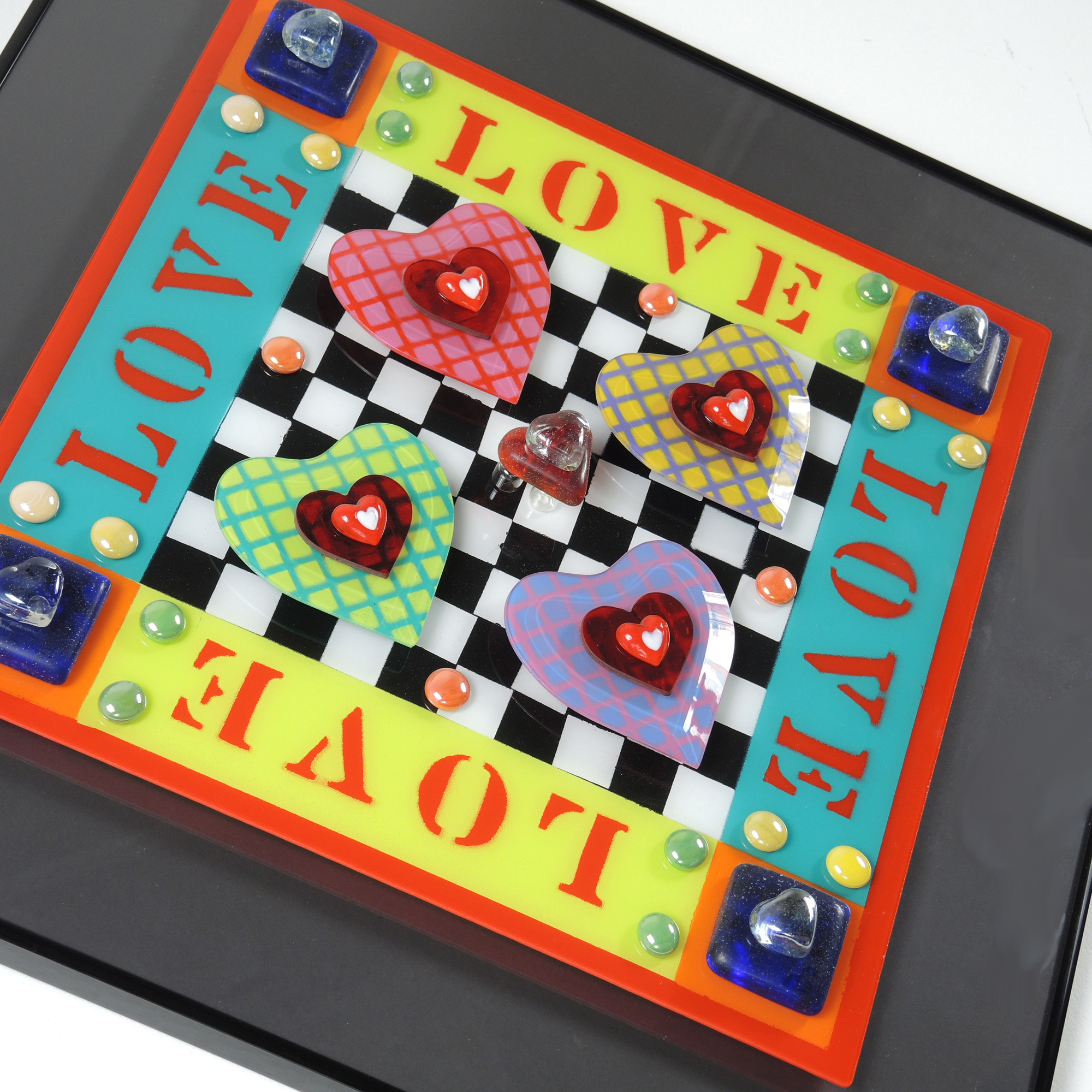 Original Signed Glass Relief "Love" Art Piece by James Connolly