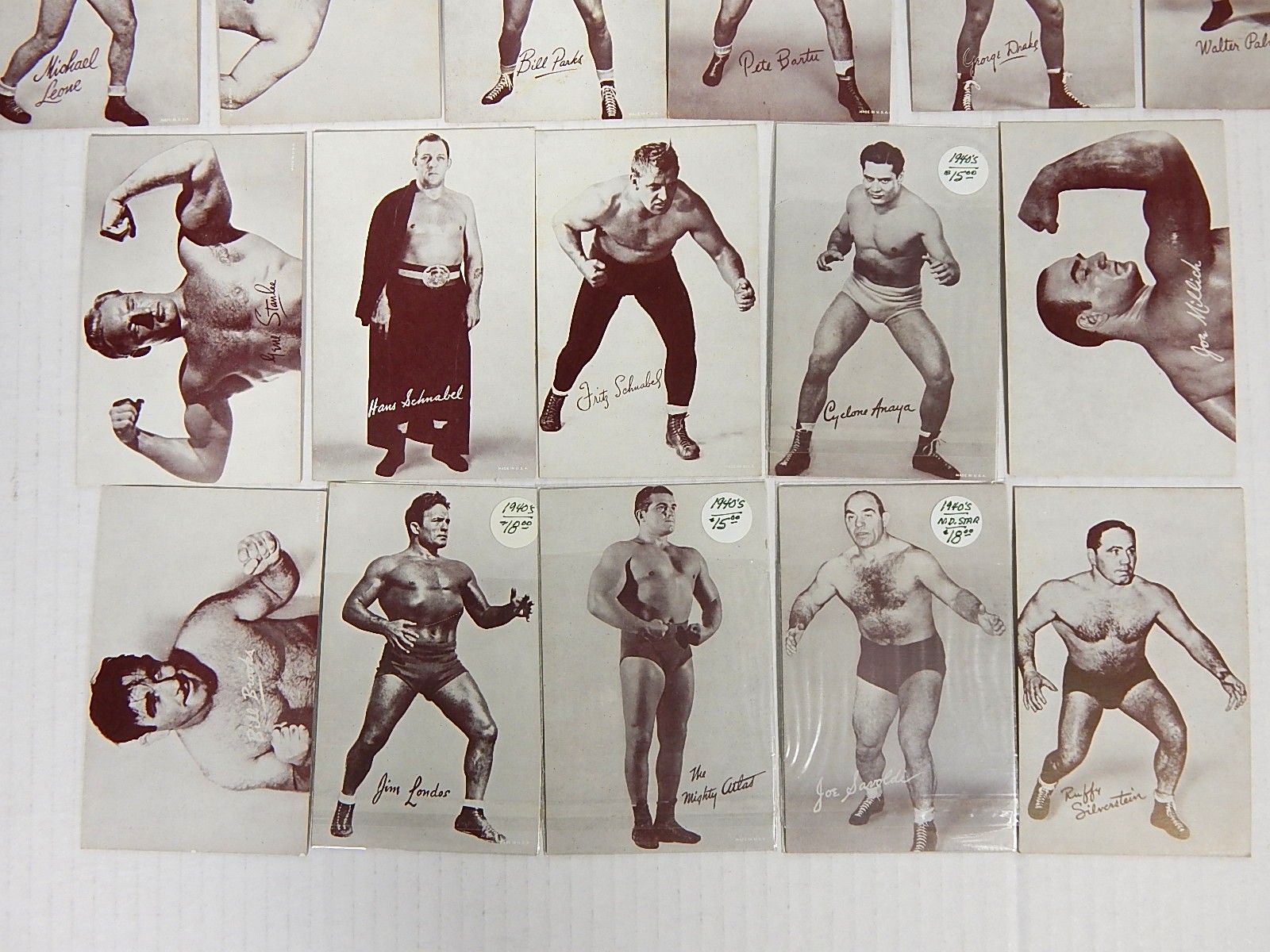 1940s/1950s Pro Wrestler Exhibit Cards