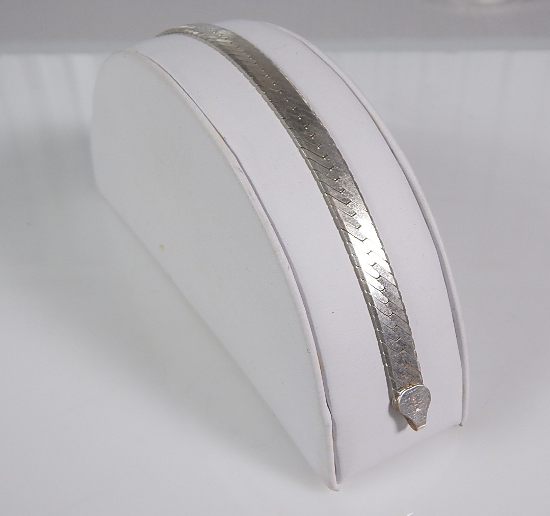 8.25" Sterling Silver Flat Herringbone Bracelet