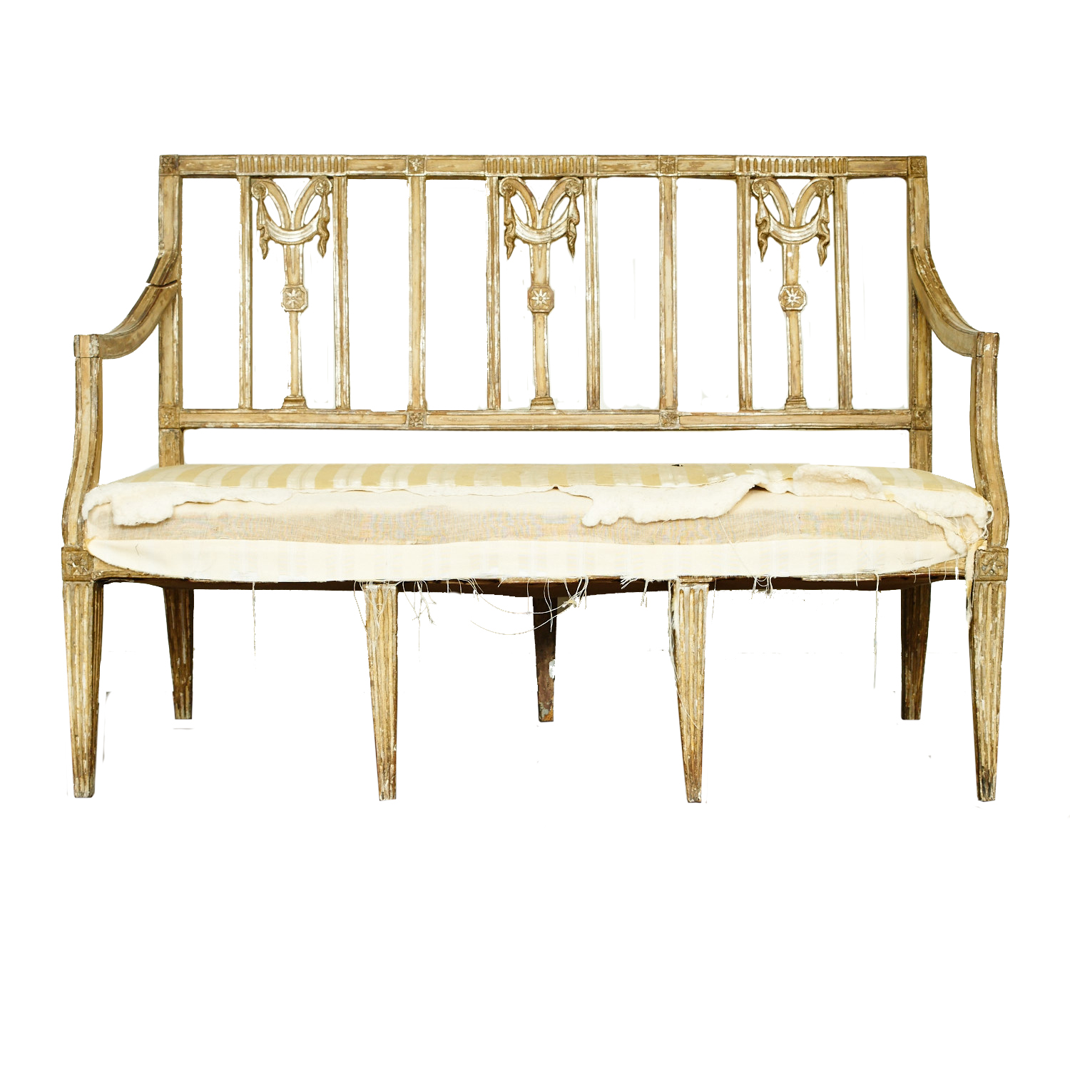 Antique Neoclassical Style Upholstered Bench