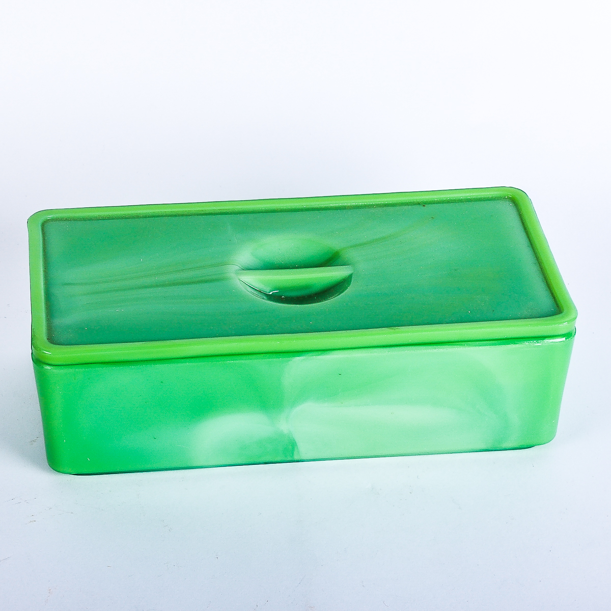 Vintage Marbled Green Glass Box