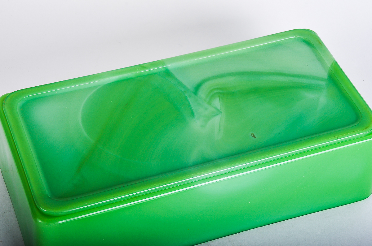 Vintage Marbled Green Glass Box