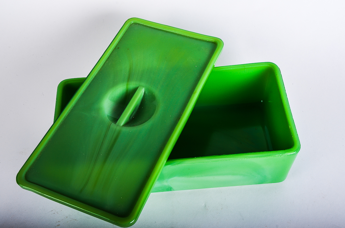 Vintage Marbled Green Glass Box