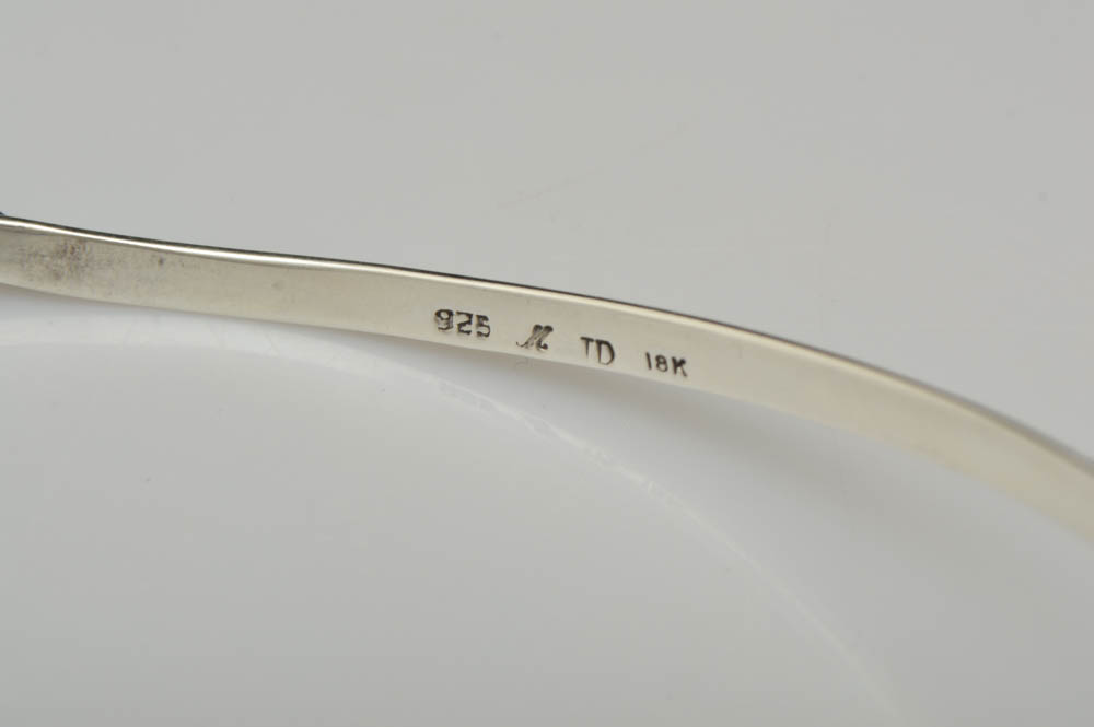 Robert Manse Sterling Silver, 18K Rose Gold and Purple Goldstone Pendant with Choker