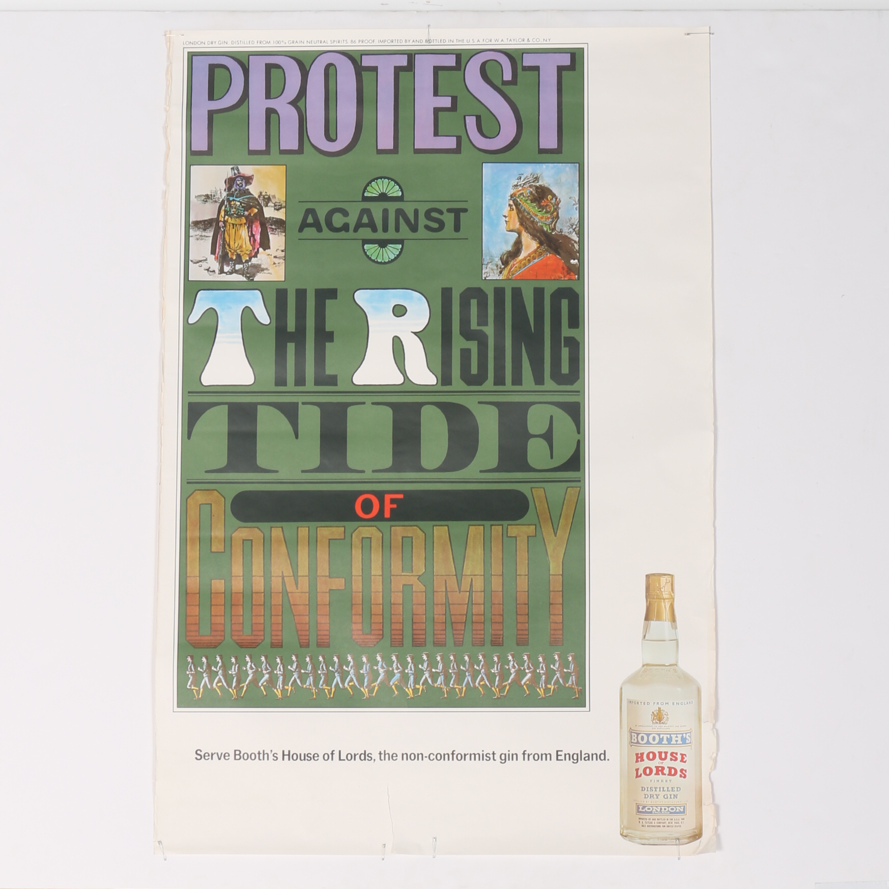 Vintage Booths House of Lords Gin Advertising Poster