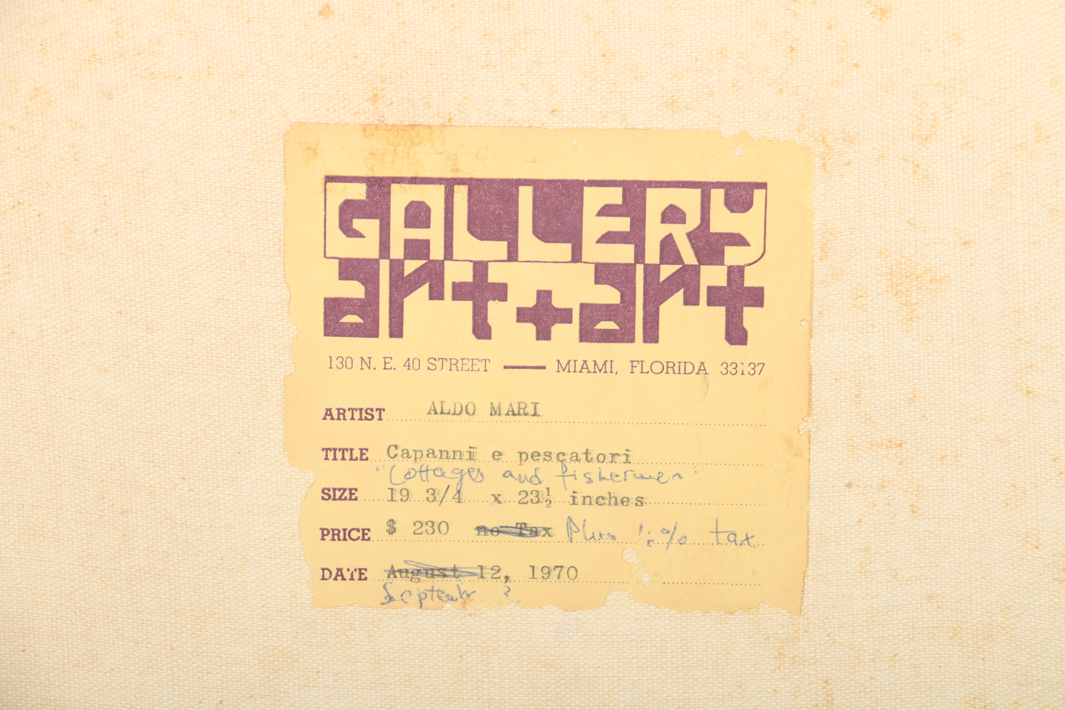 1970 Aldo Mari "Capanni e Pescatori" Oil on Canvas