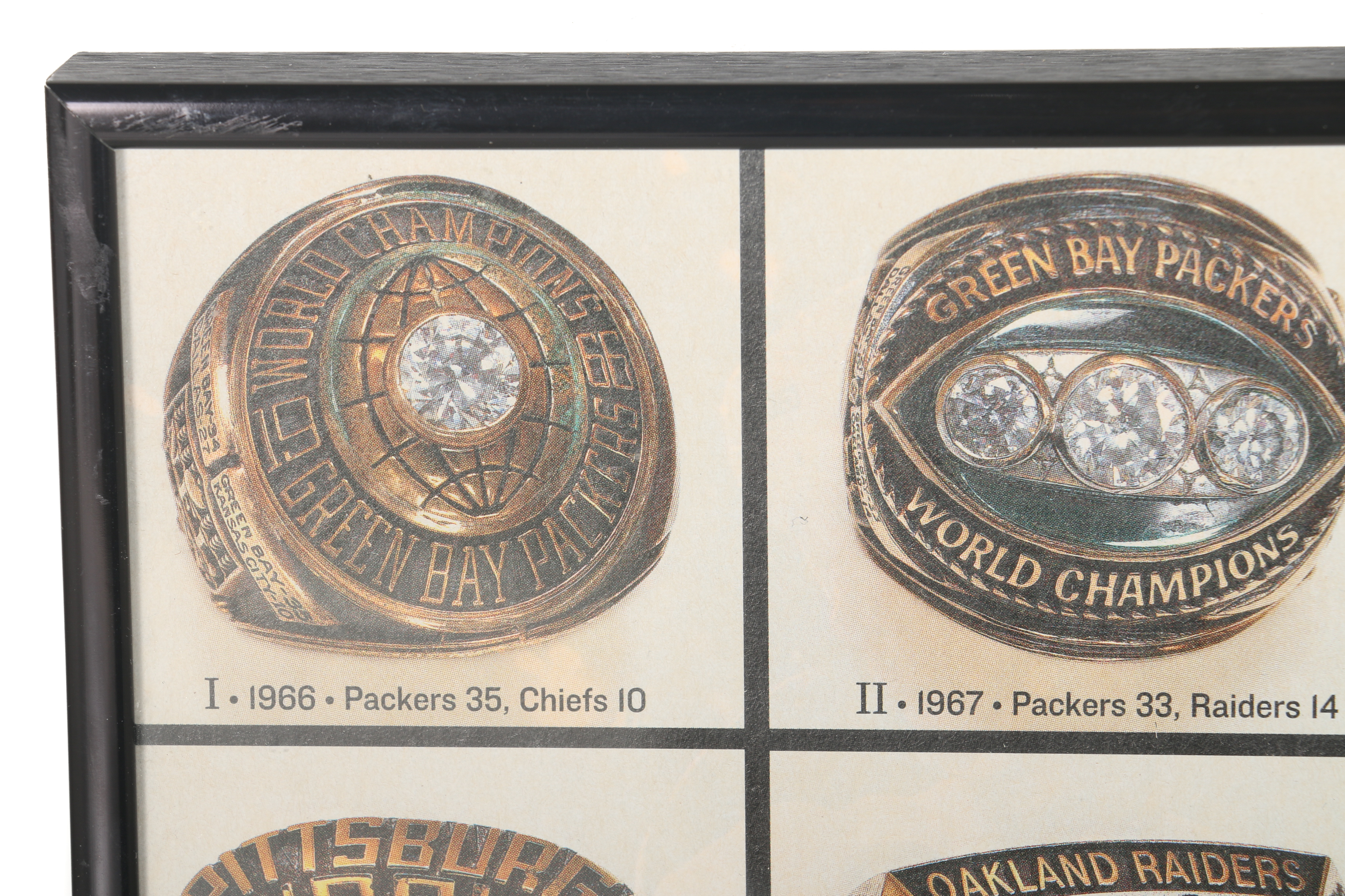 Framed Poster of Superbowl Rings 1966-2001