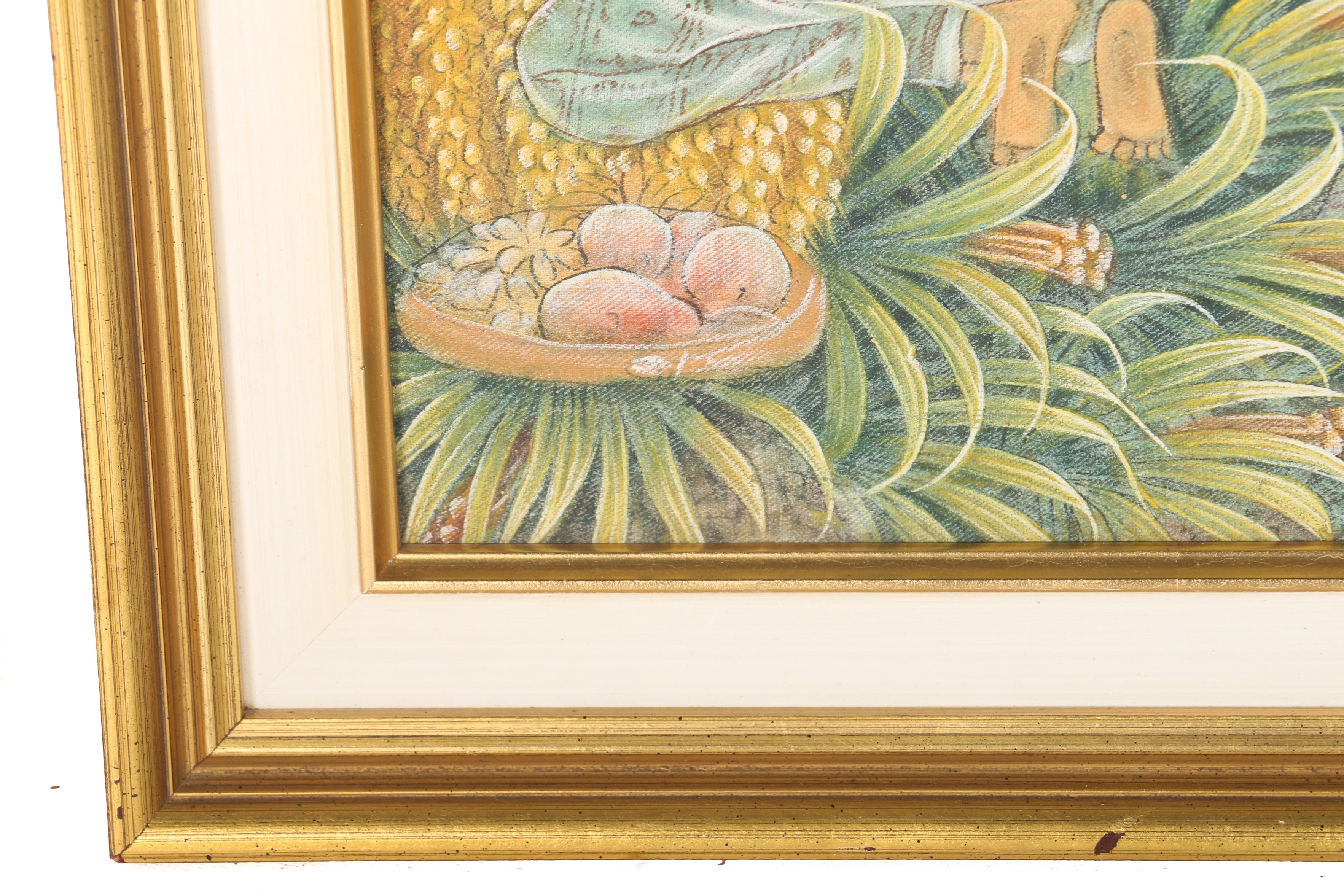 Framed Original Balinese Folk Art Painting on Linen