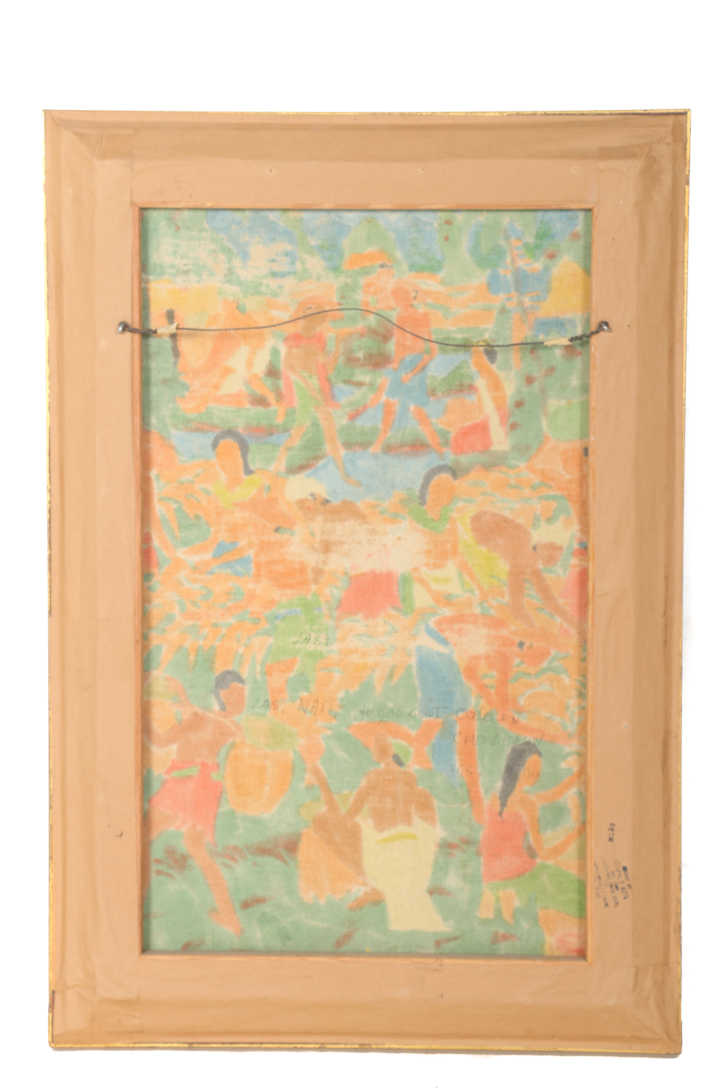 Framed Original Balinese Folk Art Painting on Linen