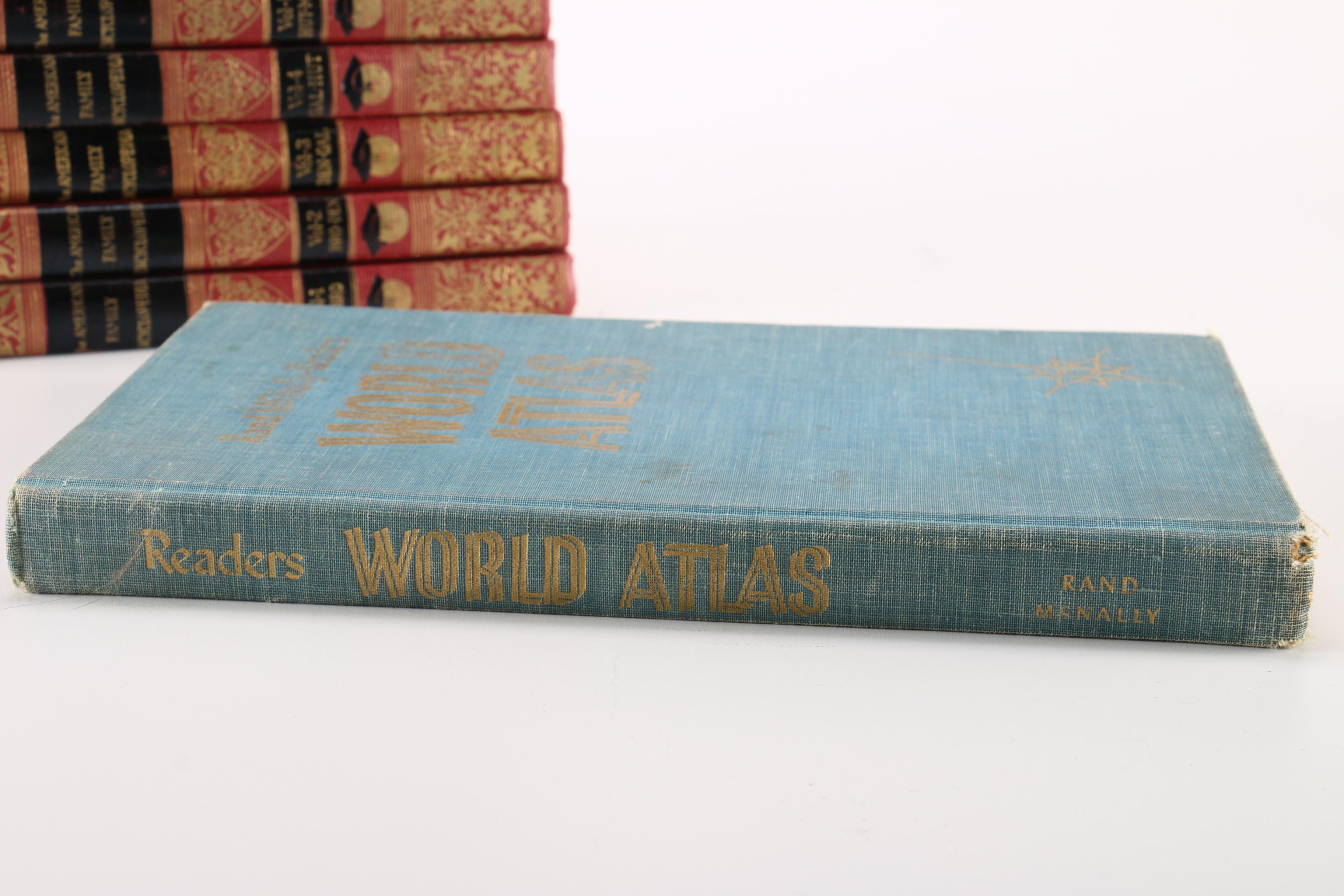 1960s "American Family Encyclopedia" and "Reader's World Atlas"