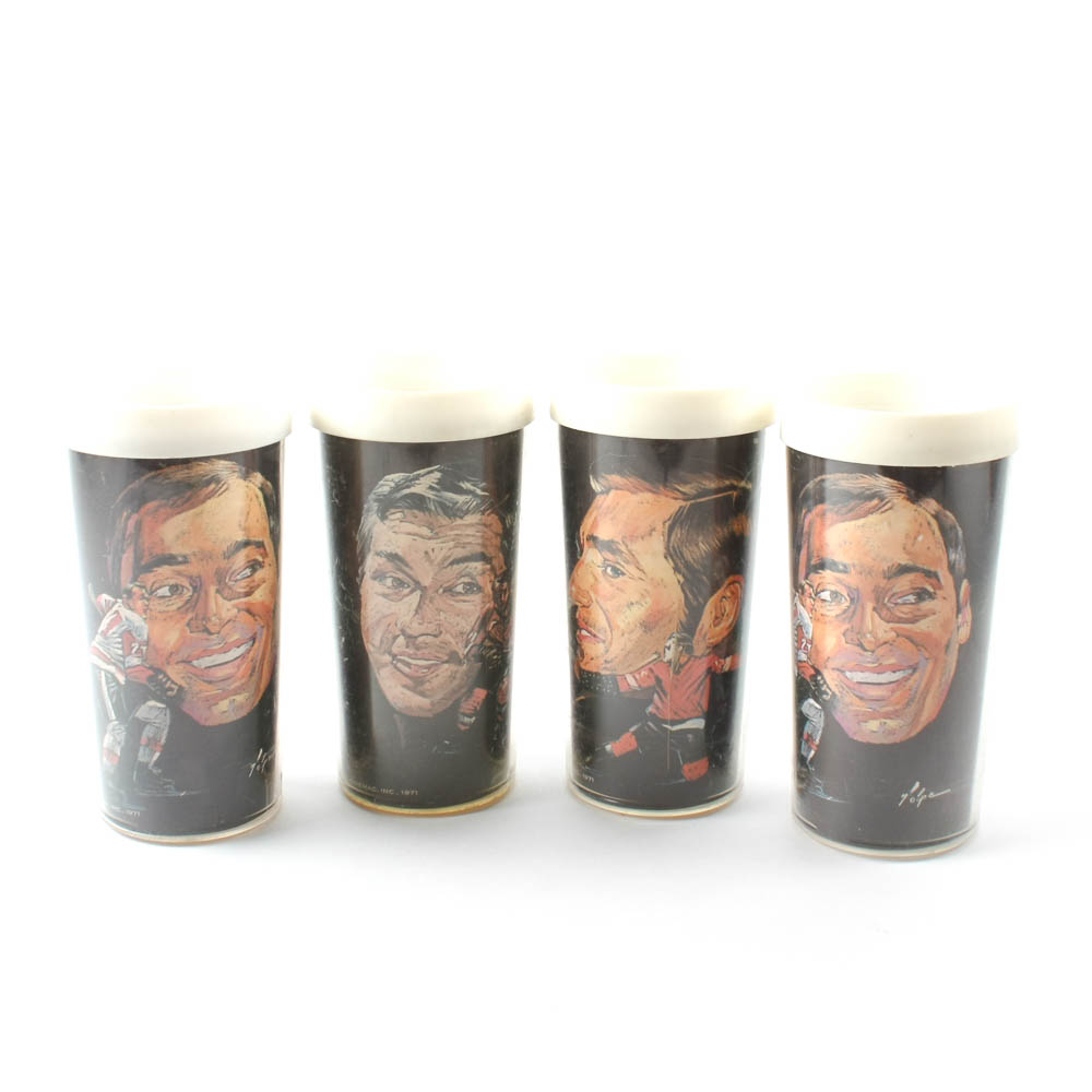 Four Vintage Detroit Red Wing's All Star Portrait Tumblers