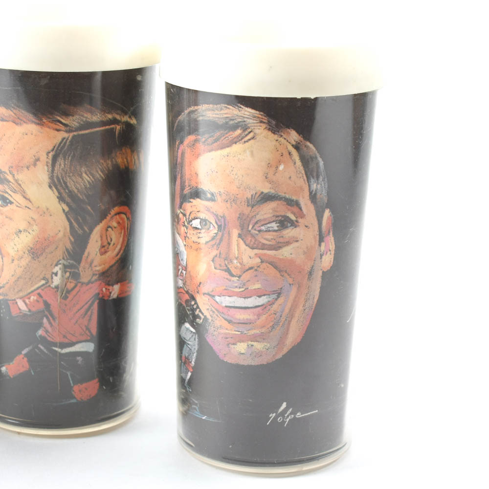 Four Vintage Detroit Red Wing's All Star Portrait Tumblers