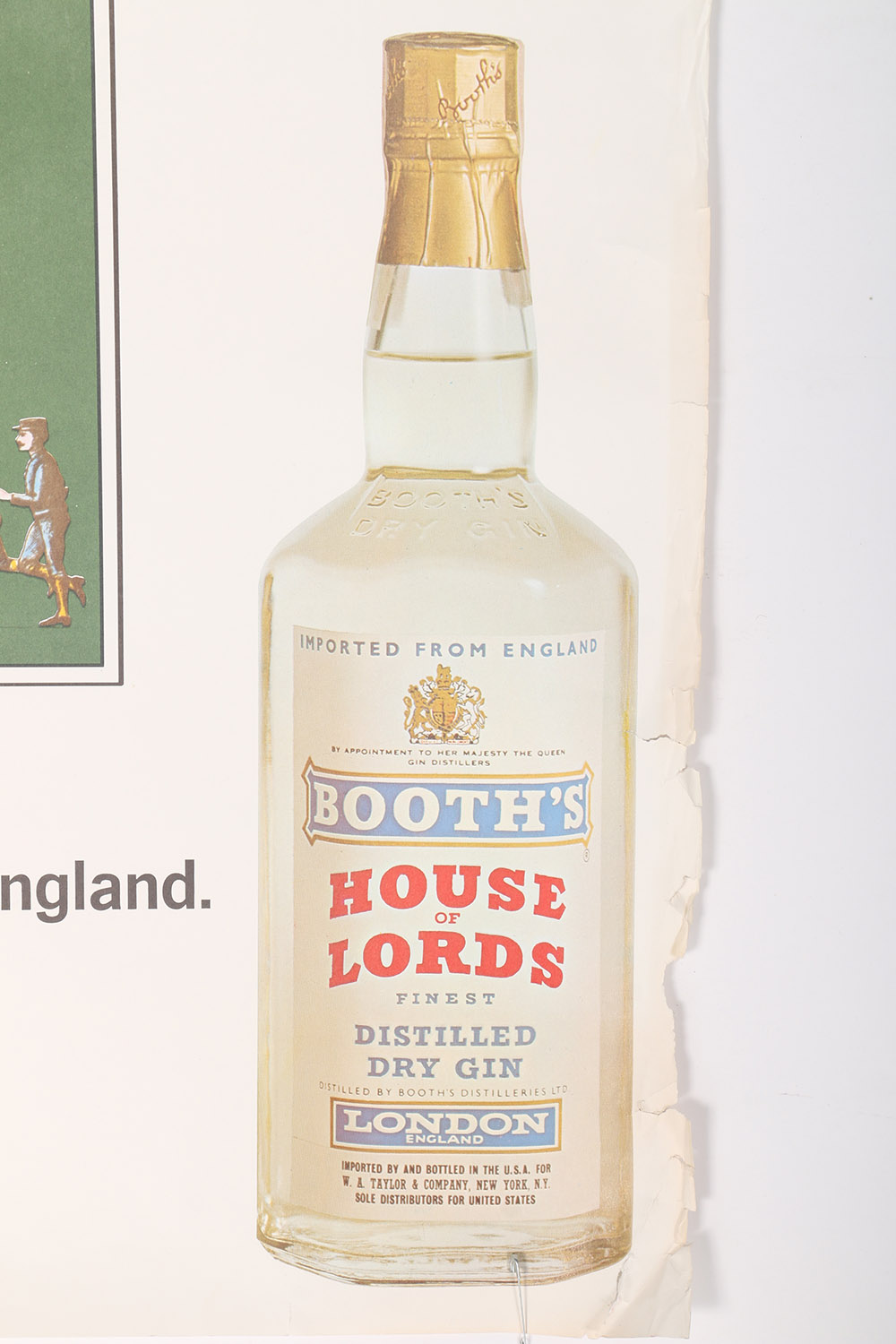 Vintage Booths House of Lords Gin Advertising Poster