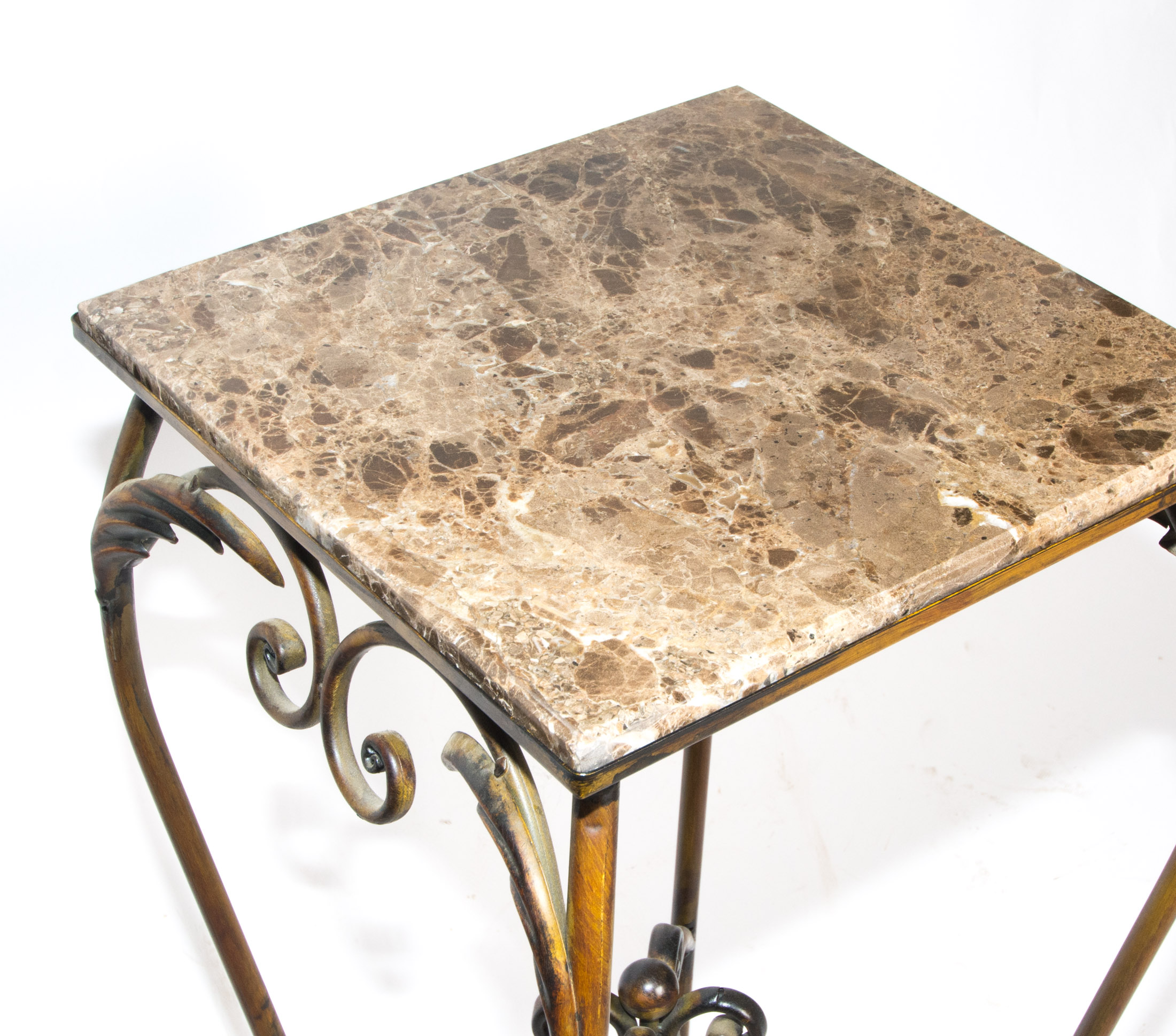 Marble Top Wrought Iron Pedestal Plant Stands