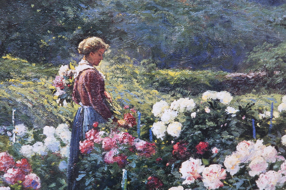 After Abbott Fuller Graves Print "Woman In a Garden of Peonies"